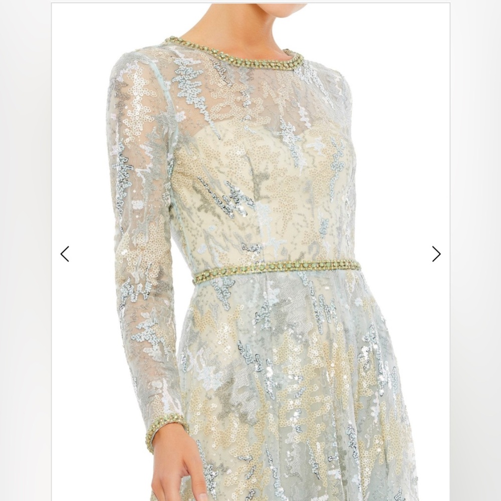 Long sleeve embellished mesh gown - Picture 3 of 3